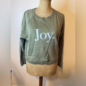 J.Crew Olive Green Joy Print, Women’s Crew Neck Long Sleeve Sweatshirt, Size S,